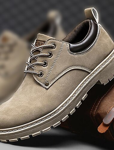 Chaussures de travail décontractées en cuir suédé pour hommes - bottines à lacets durables pour l'extérieur et un usage quotidien