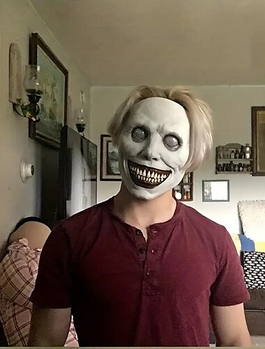  uhyggelige smil dæmoner halloween latex masker rædsel grønne ansigtsmasker de onde cosplay rekvisitter gyser indretning halloween indretning festindretning til halloween