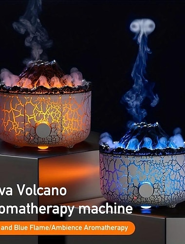  ny kreativ vulkan lava aromaterapeut hjemme skrivebord luftfukter simulering røyk ring flamme aromaterapeut