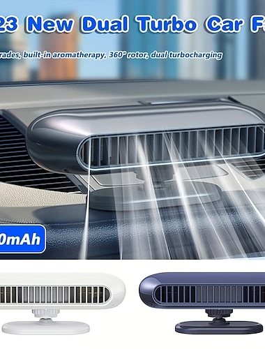  مروحة تبريد السيارة 360 درجة قابلة للتعديل تصميم ثنائي النواة تبريد الهواء مروحة محمولة مروحة USB