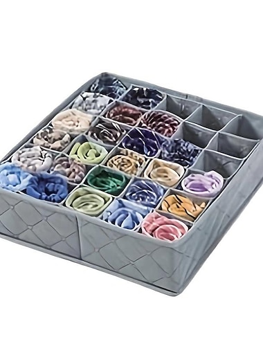  Boîte de rangement de sous-vêtements pliable à 30 grilles, organisateur de chaussettes à cellules multiples en tissu non tissé, organisateur de tiroir de soutiens-gorge
