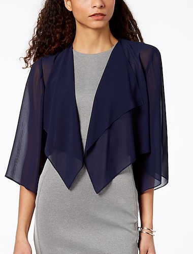  Omslagdoeken Damesomslag Elegant Effen 3/4 mouw Chiffon Bruiloftsomslagen Met Pure Kleur Voor Bruiloft Lente zomer