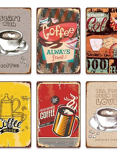  1 Stück Kaffee-Metall-Blechschild, Kaffee-Vintage-Plakettendekor, Heimdekoration, Restaurant-Dekor, Bar-Dekor, Café-Dekor, Garagen-Dekor, Wanddekoration, wasserfest, staubdicht, 20 x 30 cm/8'' x 12''