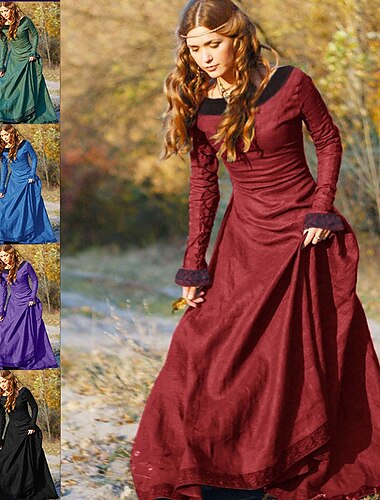  Middeleeuws 18de eeuw Vintage Jurk Maxi Jurken Tuniekjurk Ren Faire Viking Outlander Ranger Dames Keltisch Viking Halloween Maskerade Feesten & Uitgaan LARP Ren Faire Volwassenen Kleding Alle