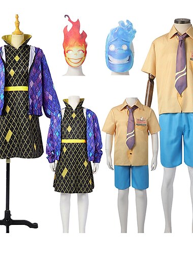  couples élémentaire ember wade cosplay costume pour adultes enfants anime film 2023 robe veste chemise masque carnaval halloween couples