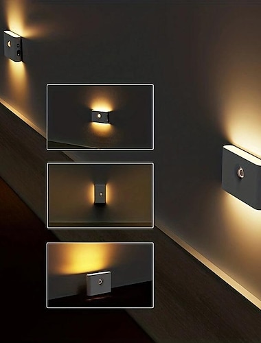  langaton älykäs liiketunnistin lamppu kotikäytävä led yövalo automaattinen ääniohjaus valo portaiden seinälamppu usb lataus