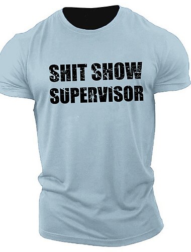  Herren Buchstabe Grafikdrucke T Shirt Grafischen T-Shirt 100% Baumwolle Kurzarm Grafik Hemd Heather Grey Schwarz Himmelblau Bequemes T-Shirt Outdoor Straße Modedesigner-Kleidung