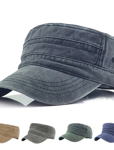  militär keps herr kadetthatt svart marinblå tvättad bomull ren färg justerbar dagligen snygg street dailywear vintage sport bärbar
