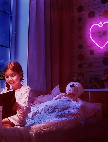  led enseigne au néon rose coeur veilleuse batterie usb alimentation pour table décoration murale lumières salle de jeux dortoir mariage fête d'anniversaire décoration de la maison saint valentin fête