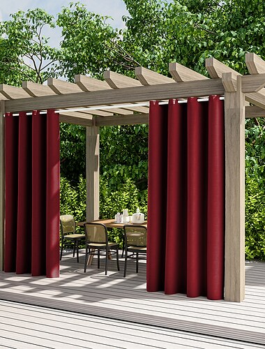 Wasserdichte Outdoor Vorhang Außenvorhänge für die Hochzeitsterrasse im Innenbereich, dicke Sichtschutz-Ösenvorhänge für Hochzeitsschlafzimmer, Wohnzimmer, Veranda, Pergola, Cabana