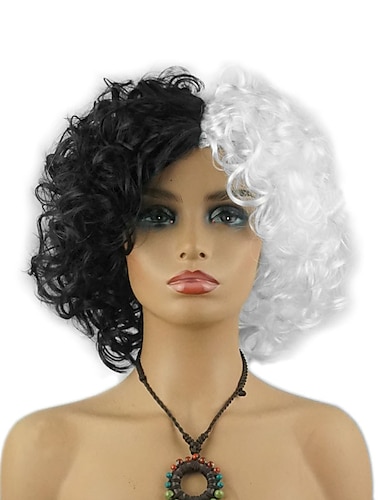  One Hundred and One Dalmatians Cruella De Vil Dress Cosplay Wigs Masquerade Cosplay Costume Sexy Costume Movie Cosplay for Women's Adults' Masquerade