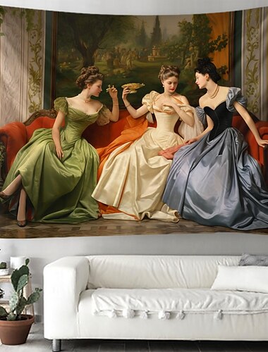  Vintage-Frauen-Hängeteppich, Wandkunst, großer Wandteppich, Wanddekoration, Fotografie, Hintergrund, Decke, Vorhang, Zuhause, Schlafzimmer, Wohnzimmer, Dekoration