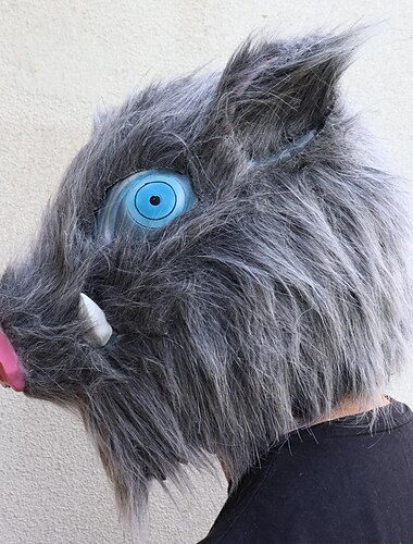  Schwert Maske Inspiriert von Dämonentöter: Kimetsu no Yaiba Schwein Inosuke Hashibira Anime Cosplay-Zubehör Polyester Herren Damen Halloweenkostüm
