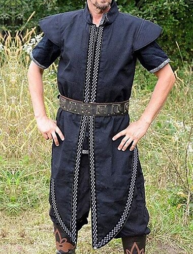  Rétro Vintage Médiéval Renaissance Chemise Tunique Ren Faire Viking Croisé Chevalier Celtique Homme Viking Fantaisie Halloween Carnaval Mascarade Soirée Scène LARP Adulte Chemise Toutes saisons