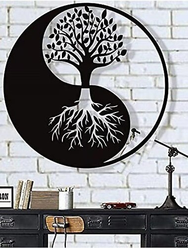  Árbol de rai chi, decoración de pared de metal, árbol de la vida, arte de pared de metal, adorno de pájaro, hogar, dormitorio, sala de estar, decoración de ventanas