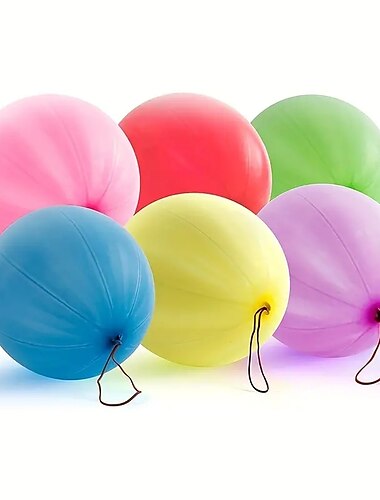  25 globos perforados para perforar globos de trabajo pesado para fiestas, globos de rebote con asa de goma, paquete de globos de goma para decoración de fiesta de cumpleaños, accesorio de fiesta,