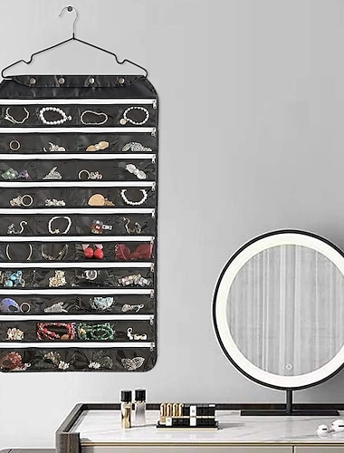  80 zakken dubbelzijdig hangende sieraden display organizer opbergtas non-woven opvouwbare ring ketting armband pouch