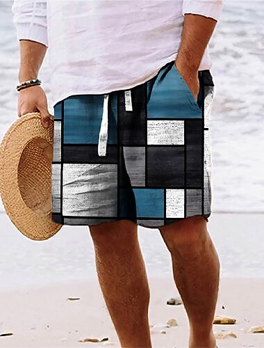  Hombre Graphic Bloque de color Retazos Pantalón corto Pantalones cortos de verano Pantalones cortos de playa Media cintura Ropa de calle Hawaiano Design Casual Diario Festivos Cintura elástica