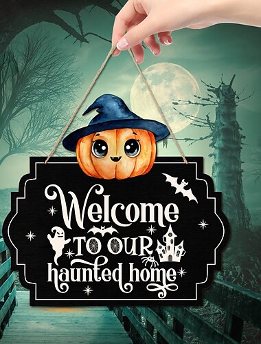  1 Stück Halloween-Wandschild aus Holz mit Totenkopf-Motiv, Holztafel zum Aufhängen, Dekoration für die Haustür, gruselige Veranda-Dekoration, hängendes Geschenk für Bauernhaus, Zuhause, Bar, Außenbereich, Innenbereich, Raumdekoration, Heimdekoration