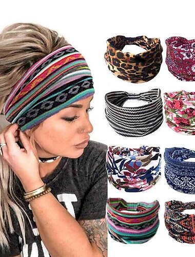  1 pieza bohend boho diadema ancha yoga elástico bandeau gran diadema deporte atlético playa accesorios para el cabello para mujeres y niñas