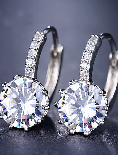  2pcs Stud Earrings Hoop Earrings For Women's Cubic Zirconia Citrine Party Wedding Casual Zircon Alloy Solitaire Round Cut