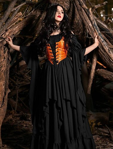  Retrò Vintage Rococò Punk & Gotico Vestito Abito ispirato alla Reggenza Manica a Campana Manica a Palloncino Vichingo Elfico Costume Per donna Celtico Costumi da pirata Fantasia Halloween Carnevale