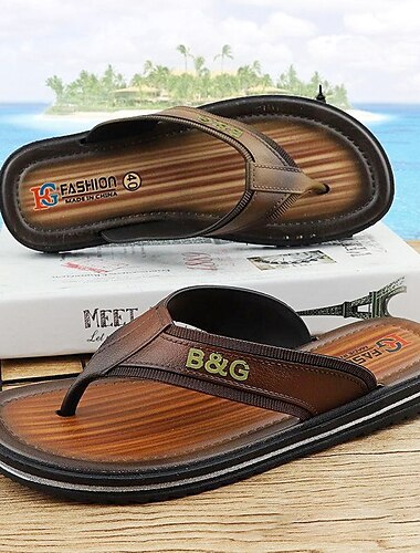  Tongs marron pour homme – Chaussons de plage légers et antidérapants avec semelle coussinée pour l'été, les voyages et les tenues décontractées