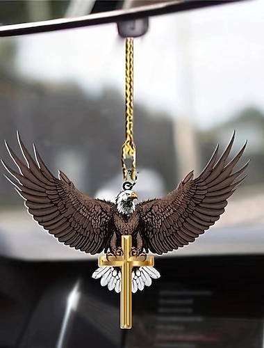  1 pieza de decoración colgante de águila voladora marrón acrílica para coche para accesorios de espejo retrovisor colgante interior
