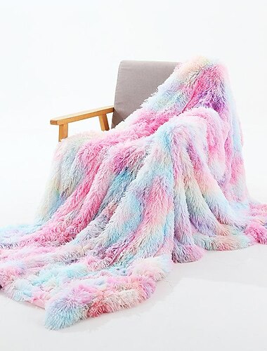  coperta in peluche tinta in cravatta coperta invernale a doppio strato coperta arcobaleno divano transfrontaliero