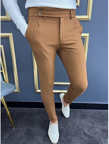  Homme Pantalons Chinos Pantalon chino Pantalons Gurkha Avec Poches Taille haute Uni Confort Doux Quotidien Extérieur Sortir Mode Occasionnel Kaki Gris Clair