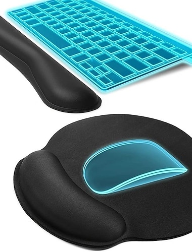  1 sett svart minne svamp musematte gaming mekanisk tastatur antiskli håndleddsstøtte ergonomisk håndleddstøttepute