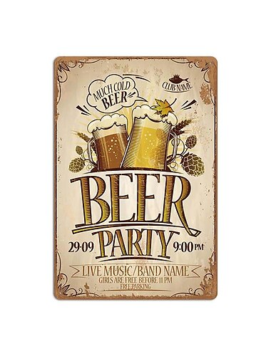  1 Stück Retro-Metall-Blechschild, Bier-Blechschild, Vintage-Bar, Club-Schilder, Wanddekoration, Gemälde, Wandbehang für Heimdekoration, Wandkunst, Metall-Blechschild, 20 x 30 cm/8'' x 12''
