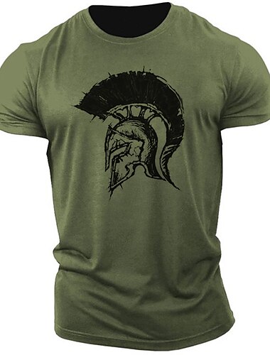  Hombre Estampados Armadura Camiseta Camisetas gráficas Algodón Manga Corta Gráfico Camisa Blanco Azul Marino Verde Ejército Camiseta cómoda Exterior Calle Ropa de diseñador de moda