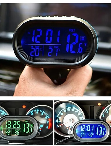  auto digitale klok thermometer auto 12v-24v voltmeter voltage tester 3 in 1 auto klok auto led lichtgevende klok