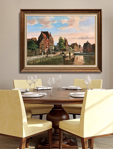  håndlagde oljemalerier lerret veggkunst dekorasjon berømt gatemaleri av gamle europeiske bygninger for hjemmeinnredning rullet rammeløst ustrukket maleri