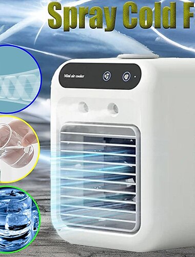  Tragbares, wiederaufladbares Windsprühgerät mit 2 Geschwindigkeitsstufen und Weitwinkeleinstellung, mit 500-ml-Wassertank für den Luftkühlungsventilator im Heimbüro