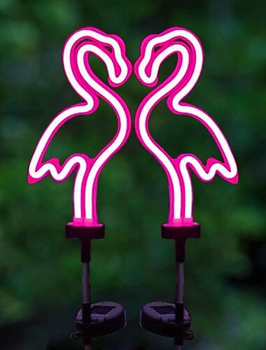  aurinko-vedenpitävä led-neon-flamingo-ruohovalaisin, tyylikäs puutarhavalaisin ulkopolulle, patiolle ja pihan koristeluun