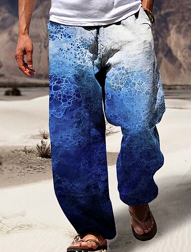  رجالي بنطلونات السراويل الصيفية سروال الشاطئ رباط مرونة الخصر طباعة ثلاثية الأبعاد التدرج مطبوعات غرافيك راحة فضفاض مناسب للبس اليومي مناسب للعطلات أناقة الشارع ستايل هاواي أزرق أخضر