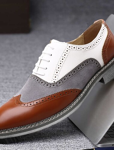  Heren Gatsby-geïnspireerde Wingtip Spectator Oxford-schoenen in wit, suède, grijs en bruin, vintage brogue leren schoenen voor bruiloften uit de jaren 20, jazztuinfeesten en formele evenementen