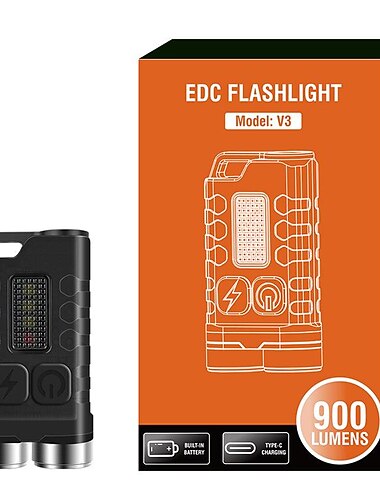  v3 led nøkkelring lommelykt med type-c oppladbar lommelykt mini nøkkelring lys med sidelys blendende multifunksjonell arbeidslys