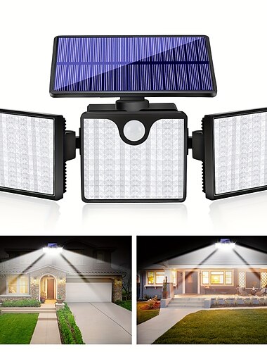  266leds ソーラーウォールライト超高輝度防水回転可能なモーションセンサーライト屋外ポーチ庭壁用