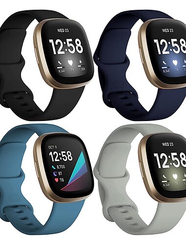  4 balení Chytré hodinky Kompatibilní s Fitbit Versa 4 Sense 2 Versa 3 Sense Silikon Chytré hodinky Popruh Nastavitelný Ženy muži Sportovní značka Výměna, nahrazení Náramek