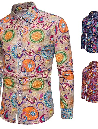  Retro vintage Jaren '70 Hemd Schijf Bloemig Paisley Voor heren Casual / Dagelijks Prideparade Trots maand Volwassenen Top Alle seizoenen