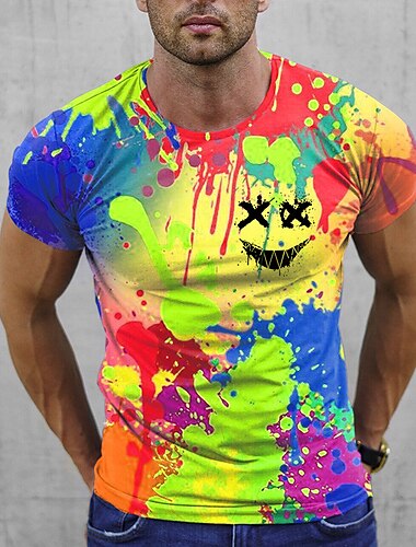  Herren Graphic Regenbogen T Shirt Kurzarm T-Shirt 3D-Druck Rundhalsausschnitt Hemd Vintage Modisch Designer Outdoor Täglich Sport Blau Orange Grün Frühling Sommer Bekleidung S M L XL 2XL 3XL