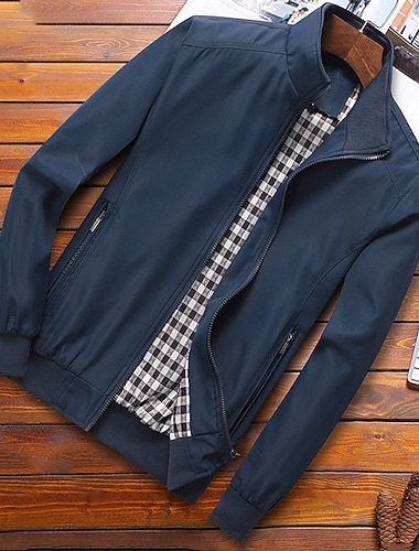  Per uomo Giacca Leggera Giacca Estiva Giacca a vento Giacca di transizione Affari Quotidiano Antivento Tasca Primavera Autunno Semplice Moda Casual Collo alla coreana Regolare Nero Blu Verde Kaki