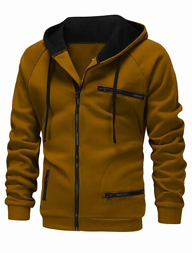  Herr Huvtröja med dragkedja Huvtröjor med dragkedja Svart Vit Vin Kamel Mörkgrå Huva Färgblock Dragkedja Ficka Sport & Utomhus Dagligen Sport Polyester Streetwear Häftig Ledigt Vår & Höst Kläder Pull