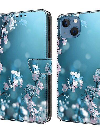  teléfono Funda Para iPhone 16 iPhone 15 iPhone 14 13 12 11 Pro Max Plus Mini Tarjetas billetera Gire la tapa con Soporte Magnética Ranura para tarjetas Mariposa Flor flor floral TPU Cuero de PU