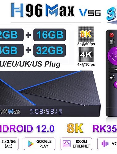  Smart TV Box for Android 12 H96 Max V56 8K 2.4G 5G WIFI Rockchip RK3566 1000M Ethernet Set Top Box TV BOX