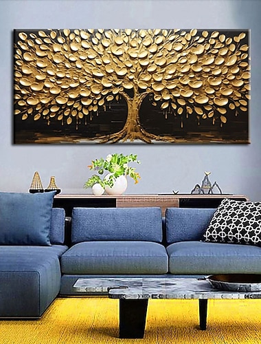  Pintura al óleo pintada a colgar Pintada a mano Horizontal Paisaje Floral / Botánico Moderno Sin marco interior  (sin marco)
