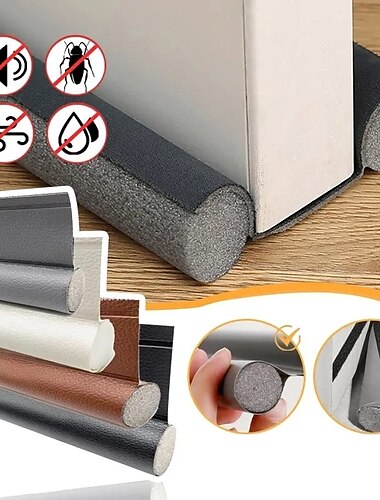  Tapón de tiro inferior para puerta, barrido de puerta ajustable debajo de la puerta, bloqueador de tiro, burlete aislante, tira de sellado de espuma para el hogar